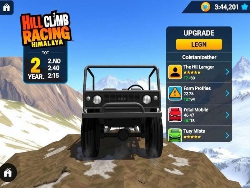Hill Climb Racing Himalaya vehicle upgrade screen showing customization options